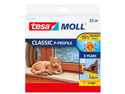 Tesa Tochtstrip P 25m 0,9cm bruin