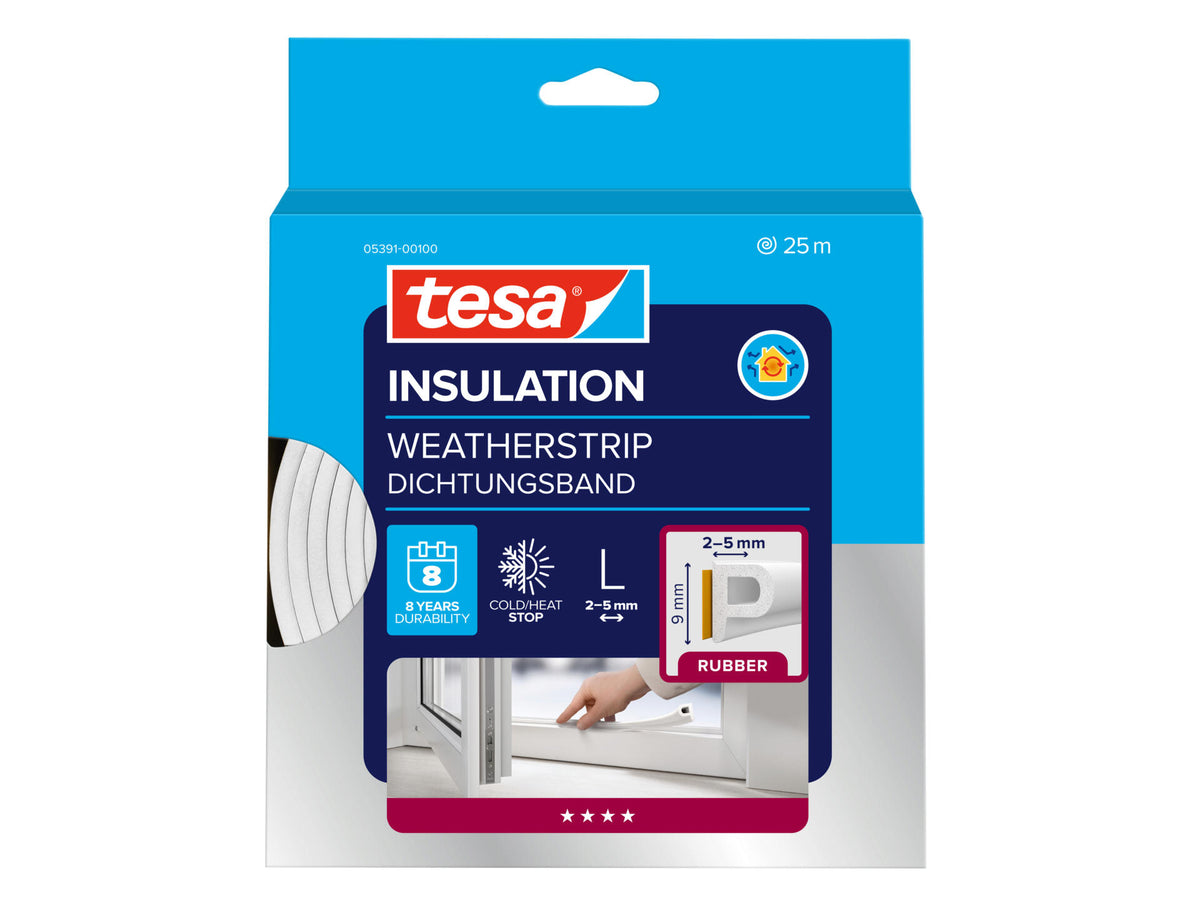 Tesa Tochtstrip P 25m 0,9cm wit