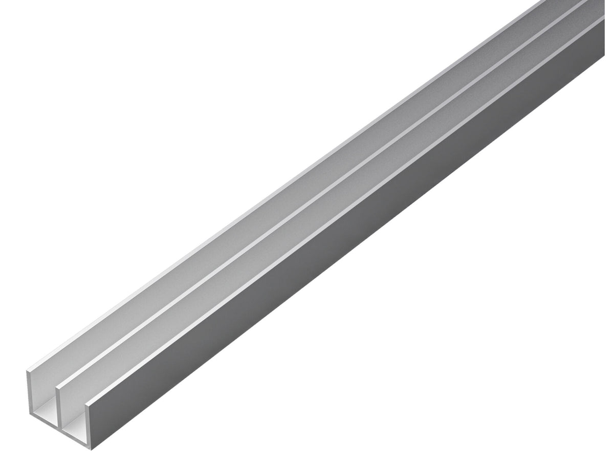 U-profiel dubbel 16x12x1 mm 100cm geanodiseerd aluminium zilver