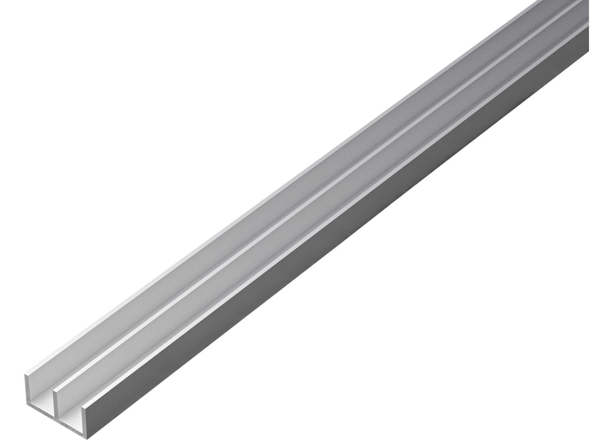 U-profiel dubbel 16x7x1 mm 100cm geanodiseerd aluminium zilver