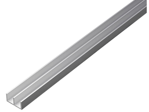 U-profiel dubbel 16x7x1 mm 100cm geanodiseerd aluminium zilver