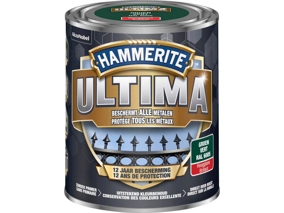 Hammerite Ultima metaallak hoogglans 0,75l groen