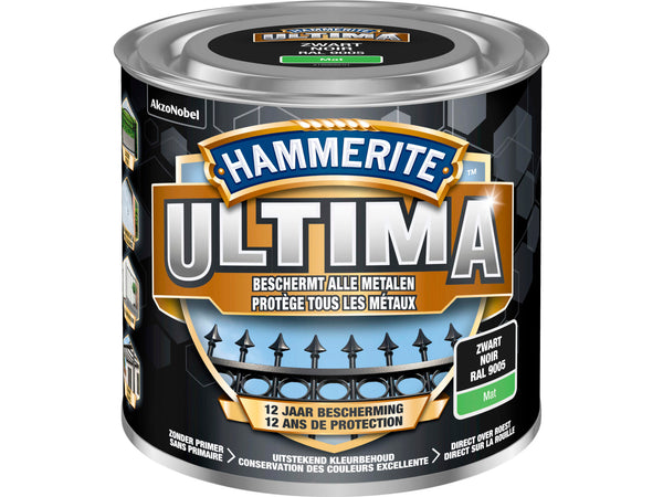 Hammerite Ultima metaallak mat 0,25l zwart