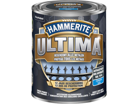 Hammerite Ultima metaallak zijdeglans 0,75l antracietgrijs