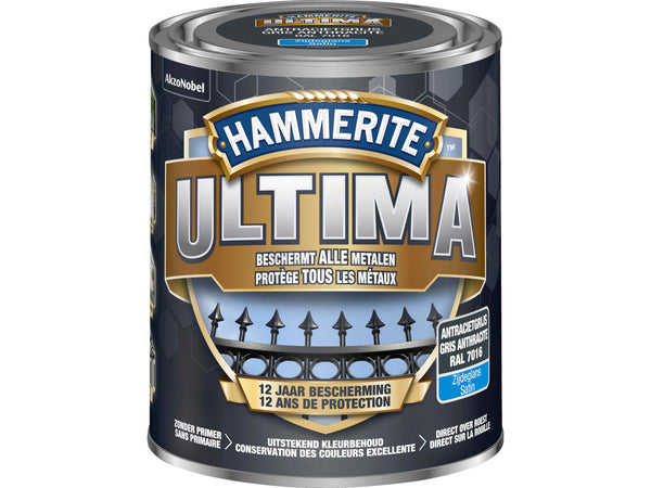 Hammerite Ultima metaallak zijdeglans 0,75l antracietgrijs