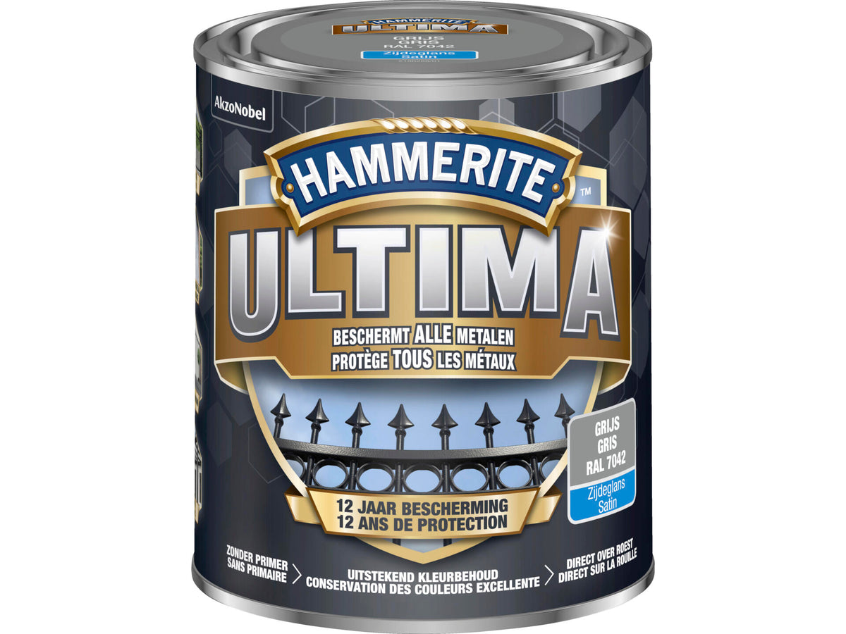 Hammerite Ultima metaallak zijdeglans 0,75l grijs