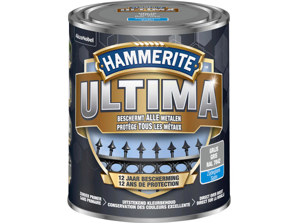 Hammerite Ultima laque peinture métal satin 0,75l gris