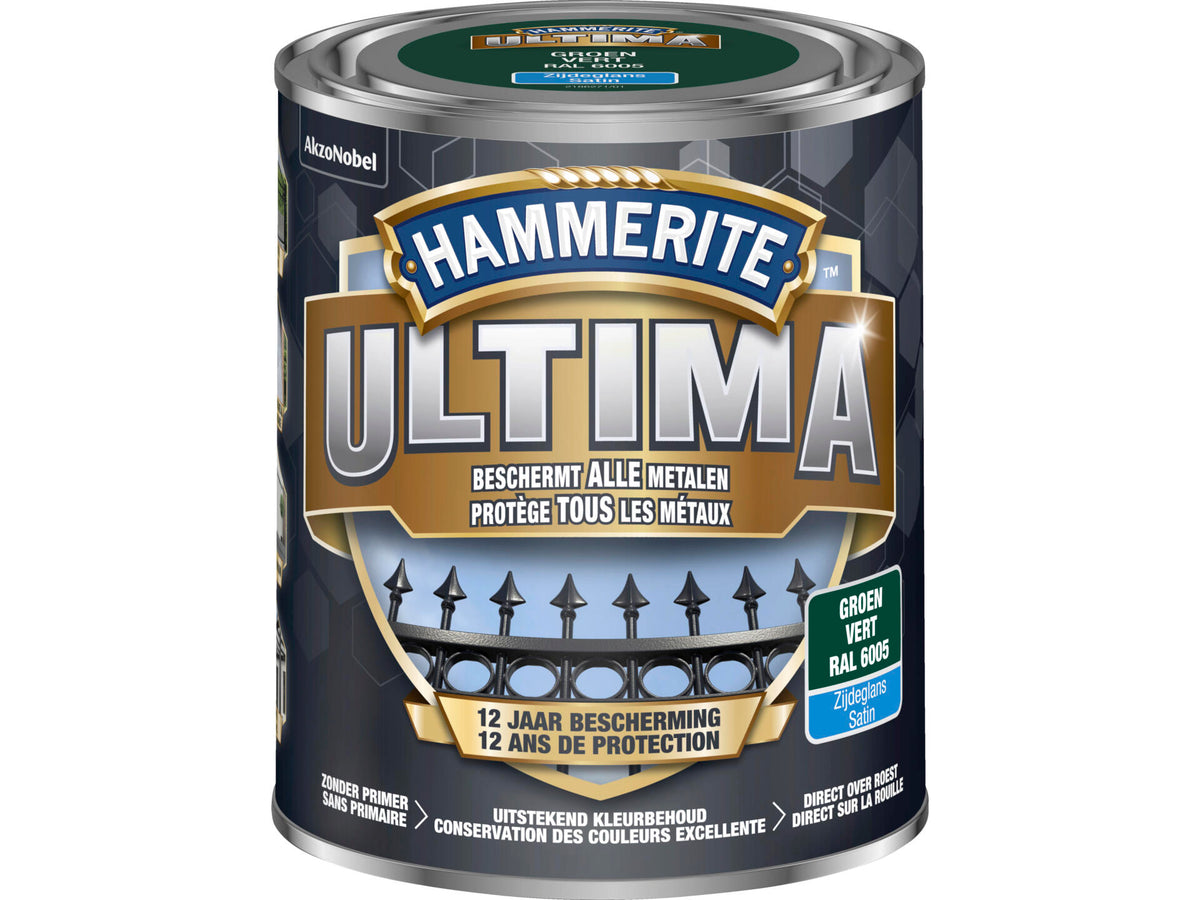 Hammerite Ultima metaallak zijdeglans 0,75l groen