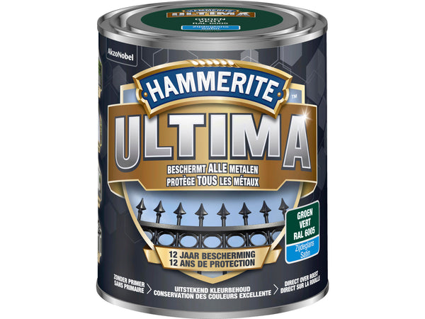 Hammerite Ultima metaallak zijdeglans 0,75l groen