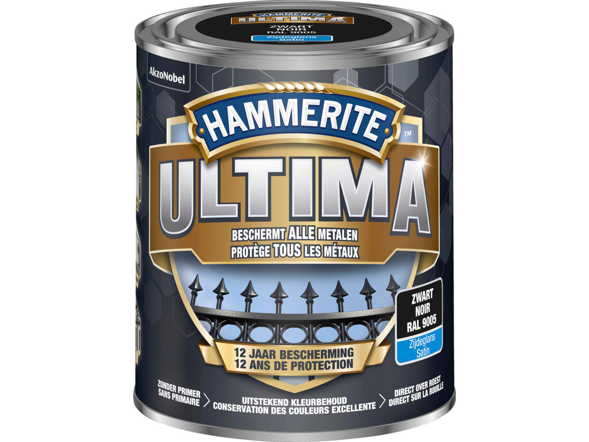Hammerite Ultima metaallak zijdeglans 0,75l zwart