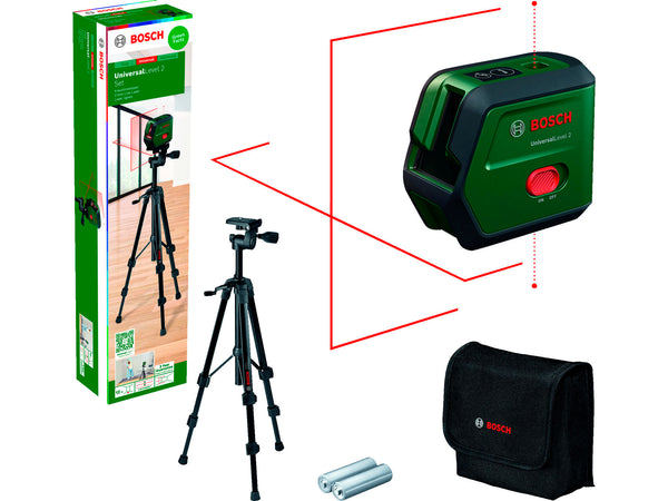 Bosch UniversalLevel 2 niveau laser en croix avec fonction point d'aplomb + trépied