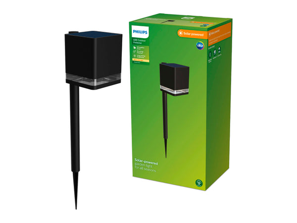 Philips Virona LED tuinpaal op spies solar 1,8W zwart
