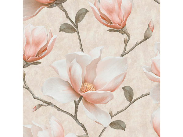 Vliesbehang magnolia oranje 53cm x 10m