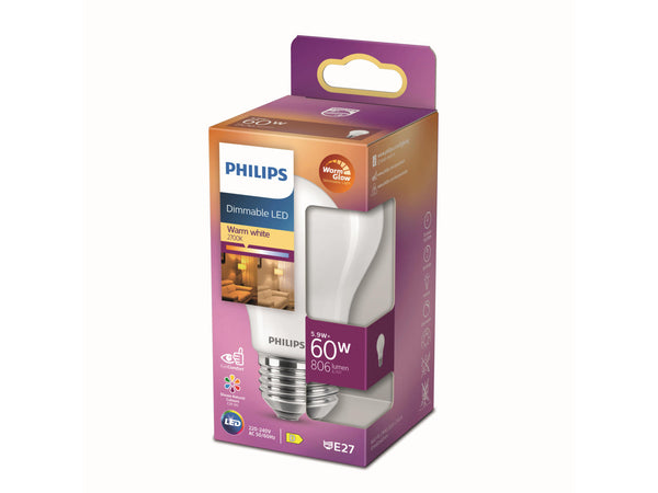 Philips WarmGlow LED peerlamp mat glas E27 7W dimbaar