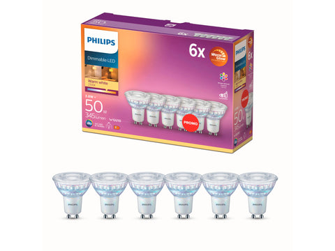 Philips WarmGlow LED spot GU10 3,8W dimbaar warm wit 6 stuks