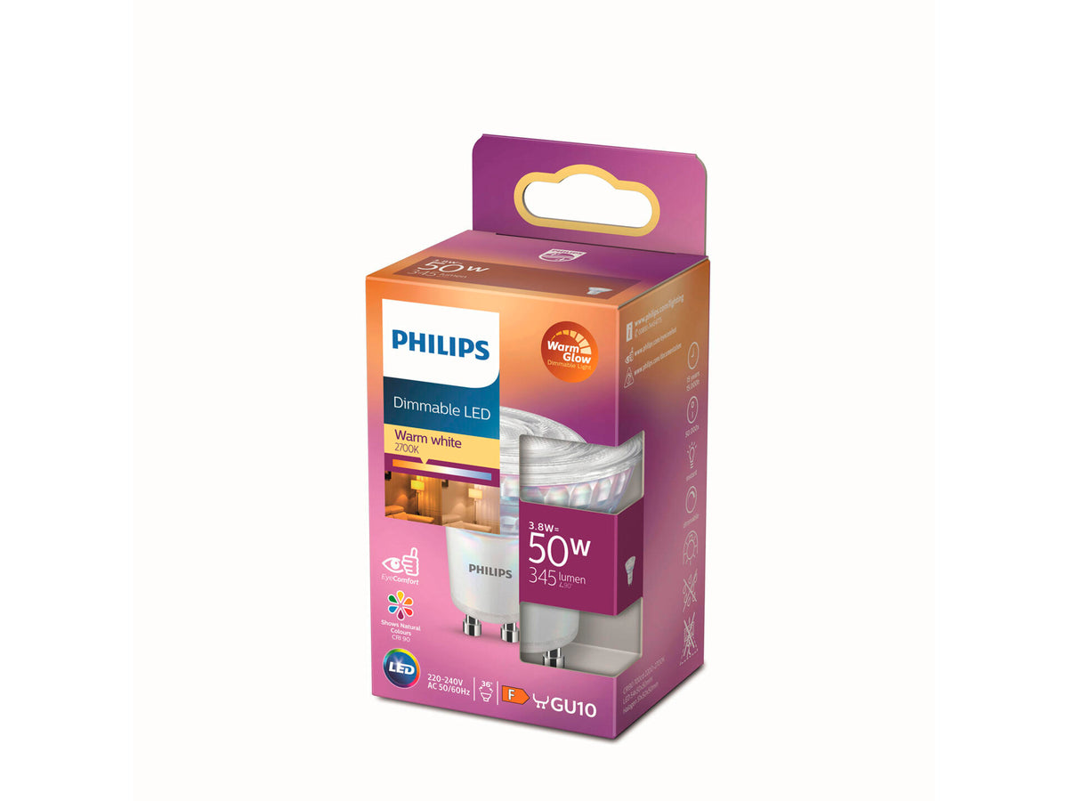 Philips WarmGlow LED spot GU10 3,8W dimbaar