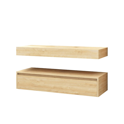 BELVIT LINUVA wastafelonderkast 120 cm Safir houtlook dubbele onderkastset MDF wandmontage badkamermeubel modern, wastafelonderkasten — SKU MB-27624-31157, EAN 5404029128489