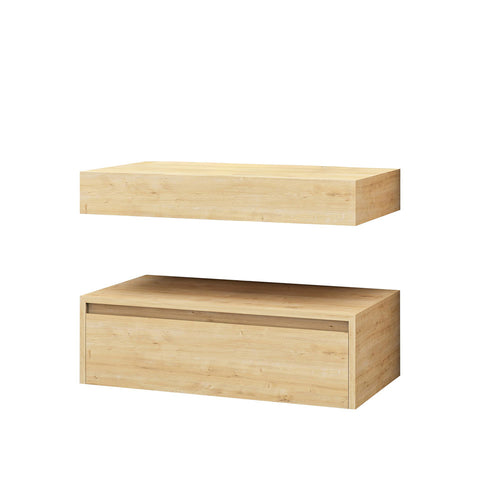 BELVIT LINUVA wastafelonderkast 80 cm Safir houtlook onderkastset MDF wandmontage badkamermeubel modern, wastafelonderkasten — SKU MB-27627-31160, EAN 5404029128519