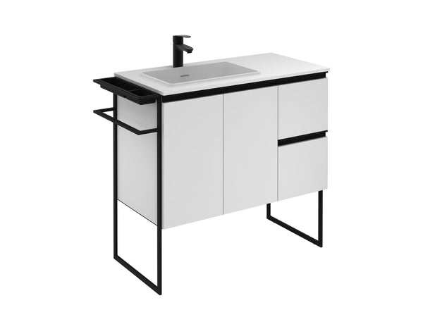 Lafiness Meuble lavabo Structure 90cm 2 portes + 2 tiroirs blanc