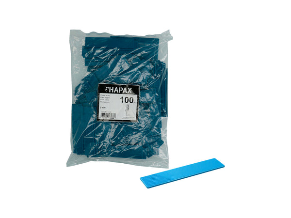 Cale plat 95x22x2 mm bleu 100 pièces
