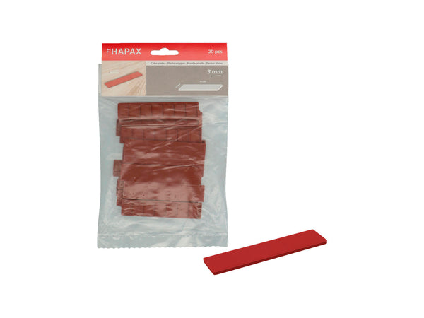 Cale plat 95x22x3 mm rouge 20 pièces