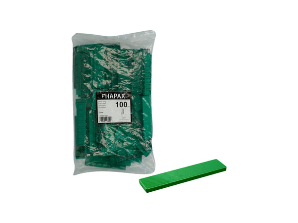 Cale plat 95x22x5 mm vert 100 pièces