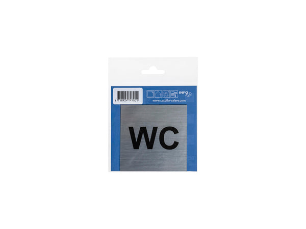 Zelfklevend deurbord WC 8,5x8,5 cm aluminium look