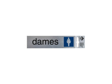 Panneau de porte autocollant dames 17x4,4 cm look aluminium