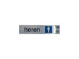 Zelfklevend deurbord heren 17x4,4 cm aluminium look
