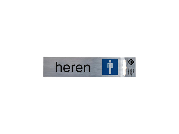 Panneau de porte autocollant heren 17x4,4 cm look aluminium