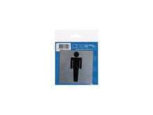 Zelfklevend deurbord heren 8,5x8,5 cm aluminium look