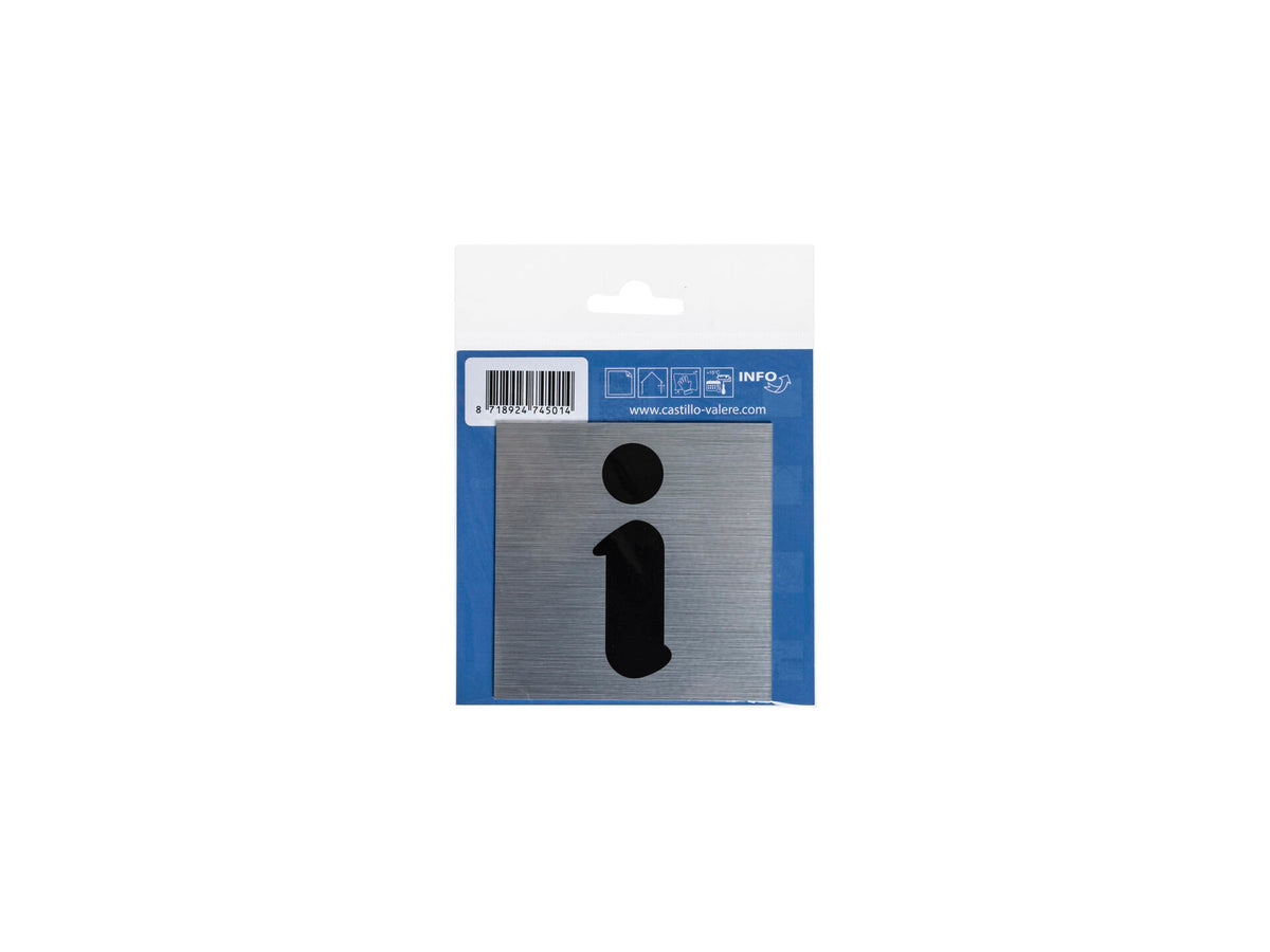 Zelfklevend deurbord informatie 8,5x8,5 cm aluminium look