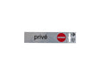 Zelfklevend deurbord privé 17x4,4 cm aluminium look