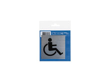 Zelfklevend deurbord rolstoel 8,5x8,5 cm aluminium look