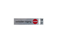 Zelfklevend deurbord verboden ingang 17x4,4 cm aluminium look