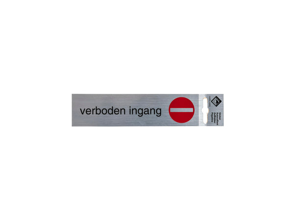 Panneau de porte autocollant geen doorgang 17x4,4 cm look aluminium
