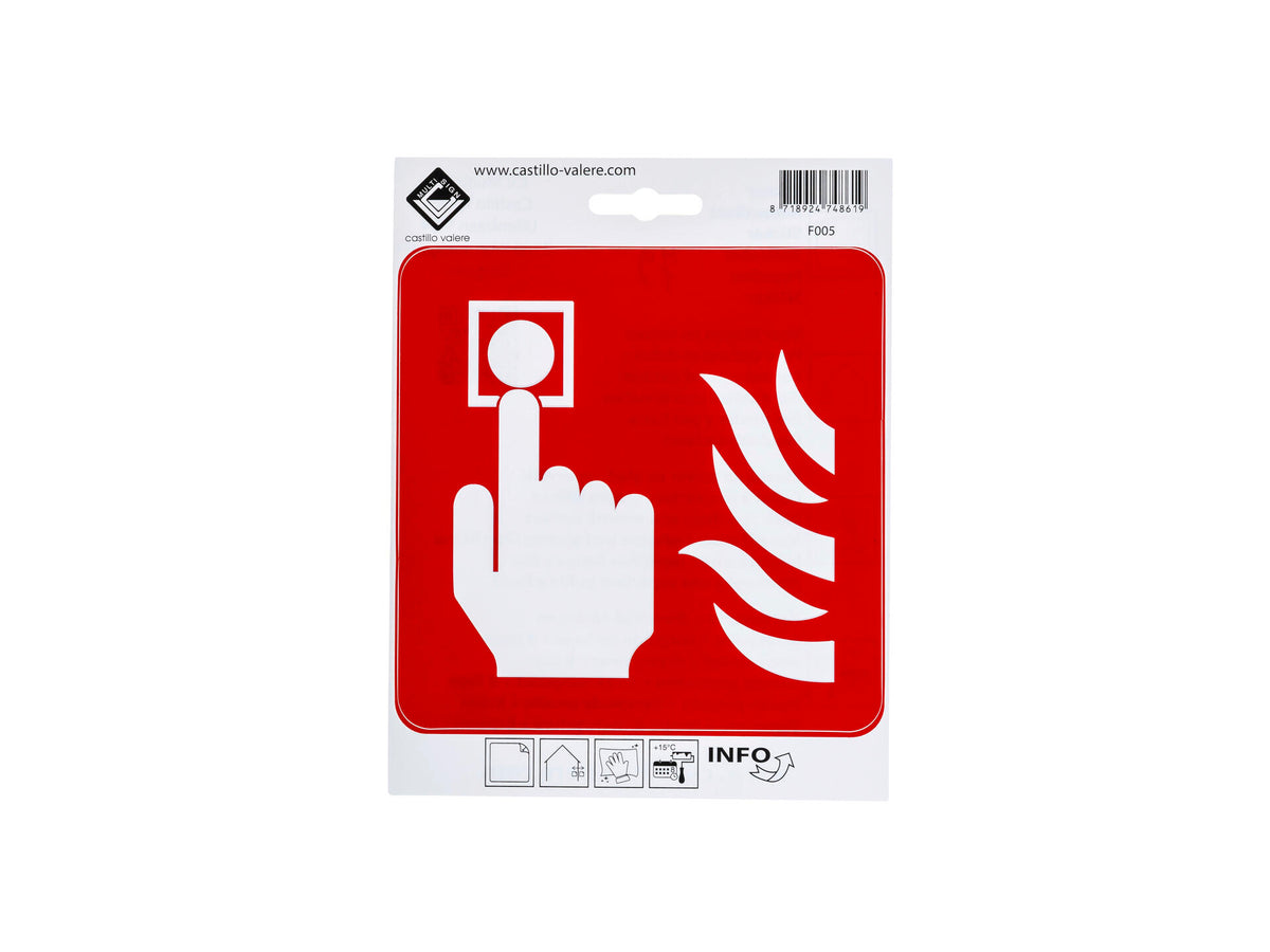 Zelfklevend pictogram brandmelder 15x15 cm