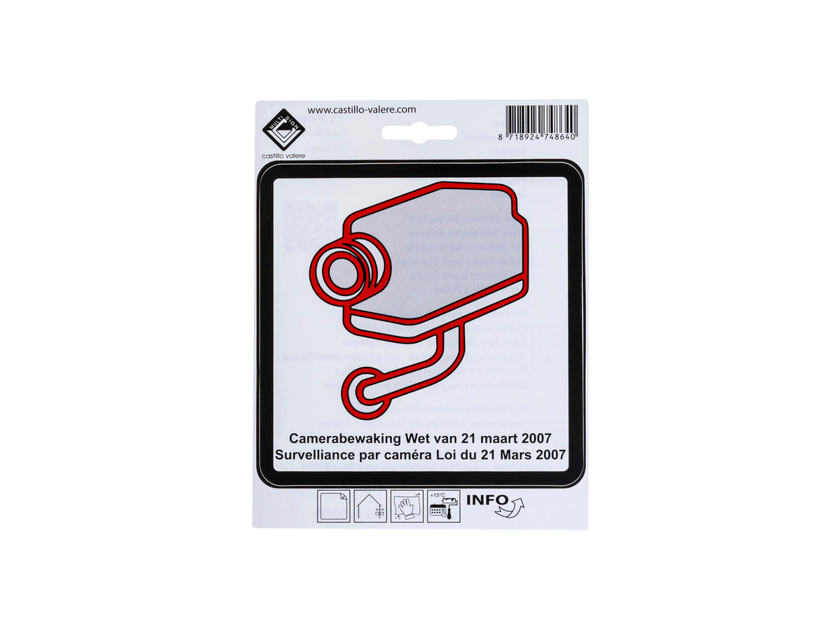 Zelfklevend pictogram camerabewaking 15x15 cm