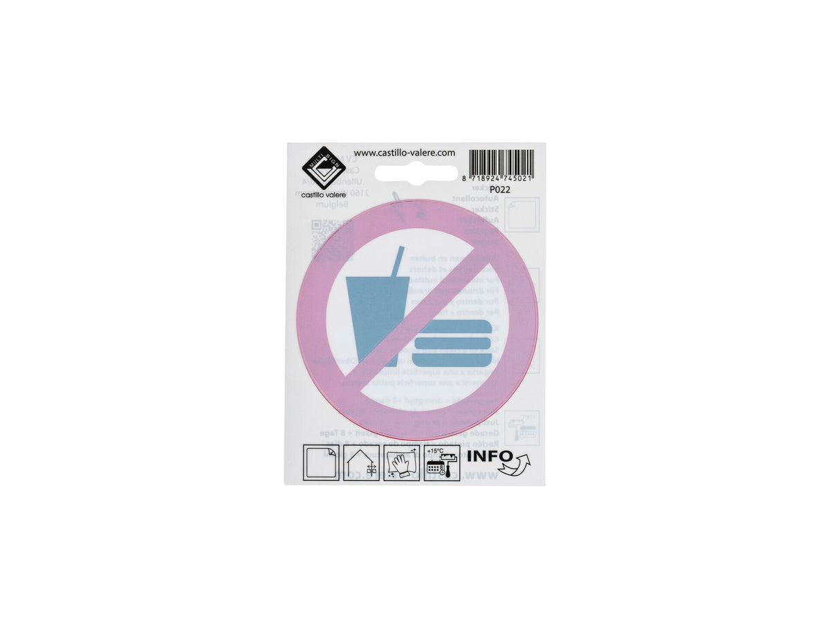 Zelfklevend pictogram consumpties verboden 10cm achter glas
