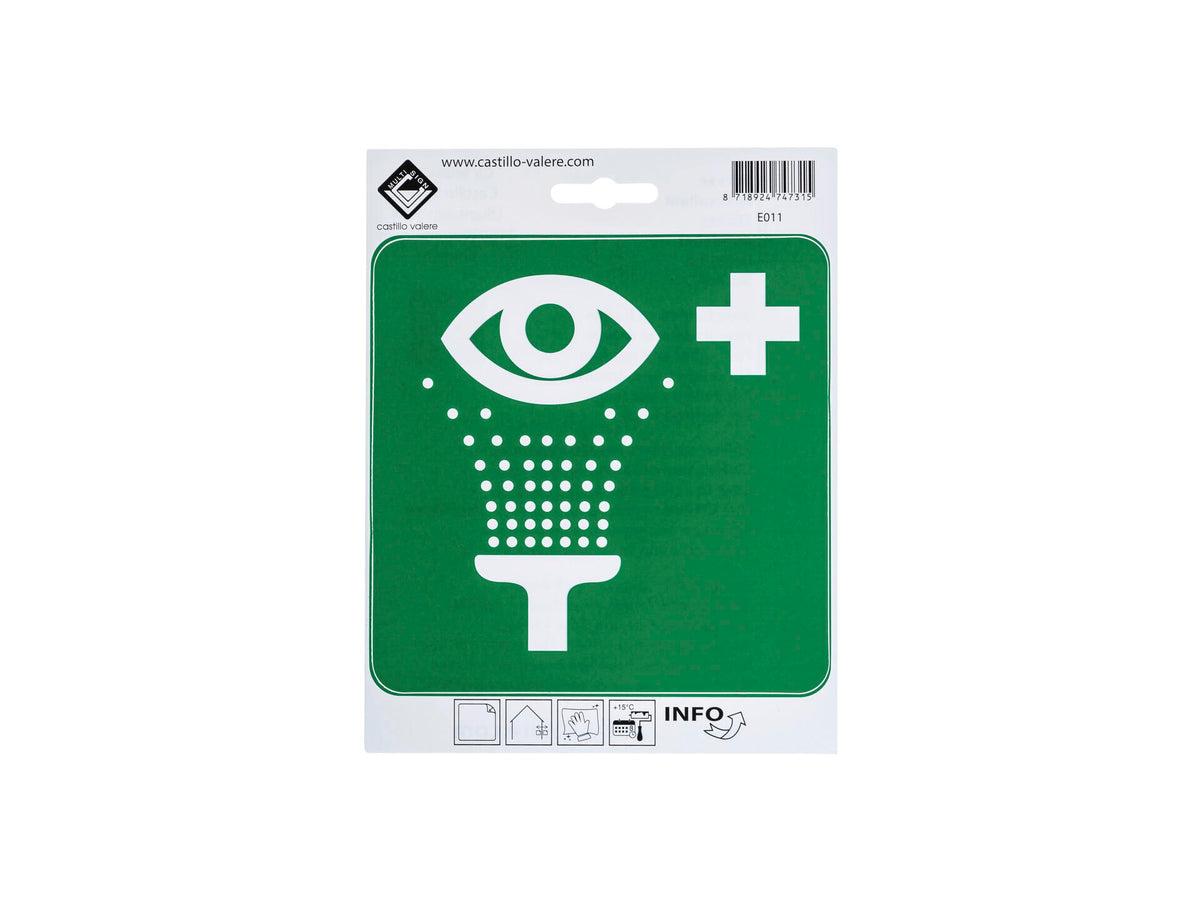 Zelfklevend pictogram oogdouche 15x15 cm