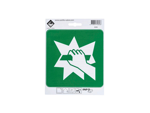 Pictogramme autocollant casser vitre pour sortie de secours 15x15 cm