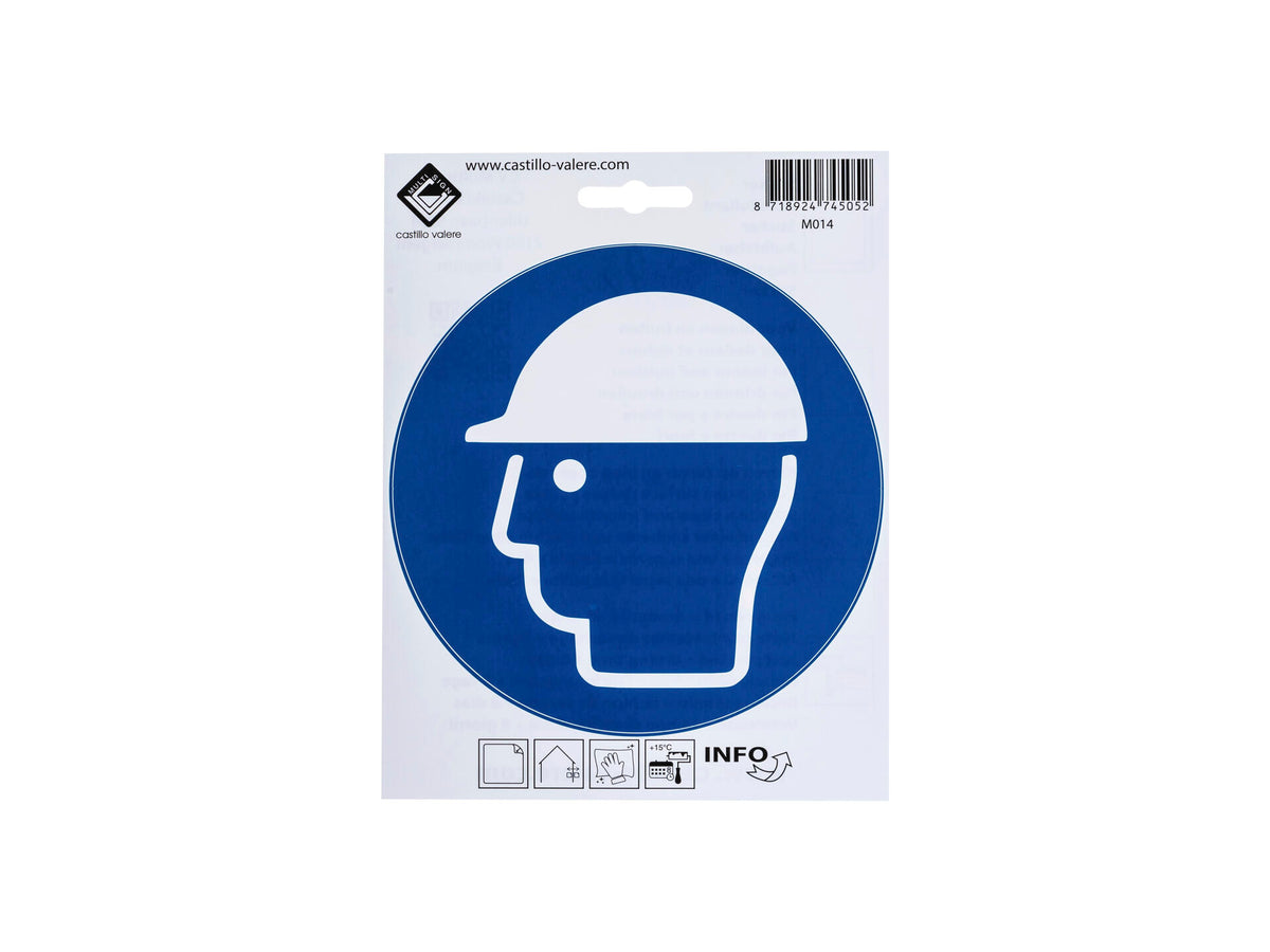 Zelfklevend pictogram veiligheidshelm verplicht 15cm