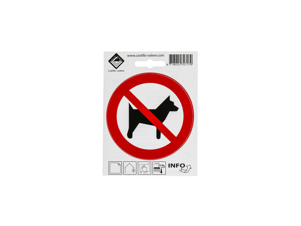 Pictogramme autocollant interdit aux chiens 10cm