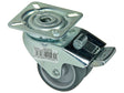 Mack Zwemkwiel dubbel 50mm met plaat, rem en dubbele kogellager rubber