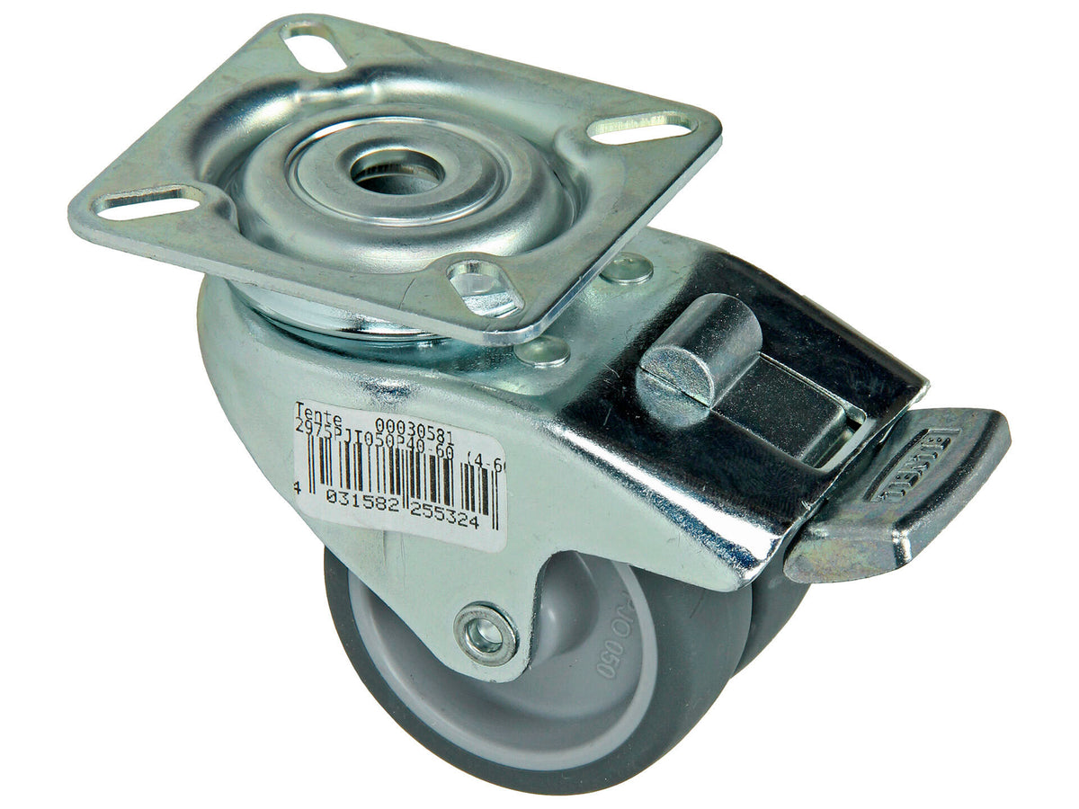 Mack Zwemkwiel dubbel 50mm met plaat, rem en dubbele kogellager rubber