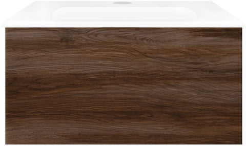 Onderbouw COFFEE 1 lade 60 notelaar fluweel+wastafel porselein wit, badkamermeubelen — SKU DESCO-192566