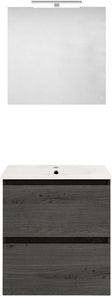 Meubel form 60CM Solo 2 lade porselein +spiegel graphit eik