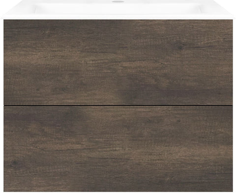 Onderbouw COFFEE 2 lades 80 kastanje Decor truffel +wastafel porselein wit