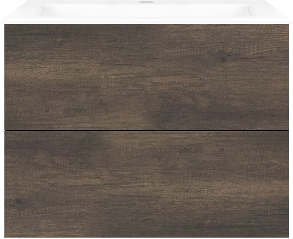 Onderbouw COFFEE 2 lades 80 kastanje Decor truffel +wastafel porselein wit