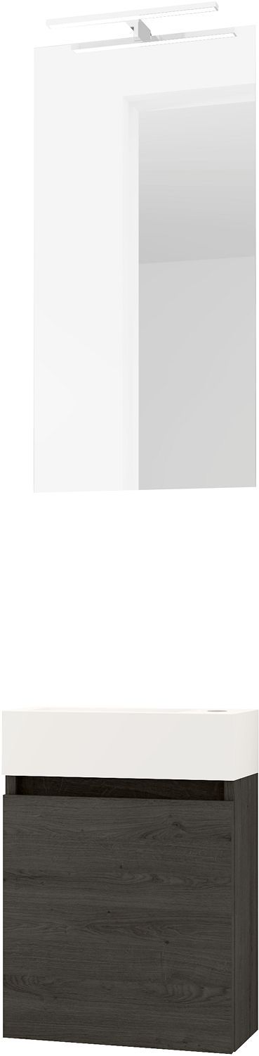 Handenwasser form mini solid/ 1 deur/ spiegel/ verlichting Led graphit eik